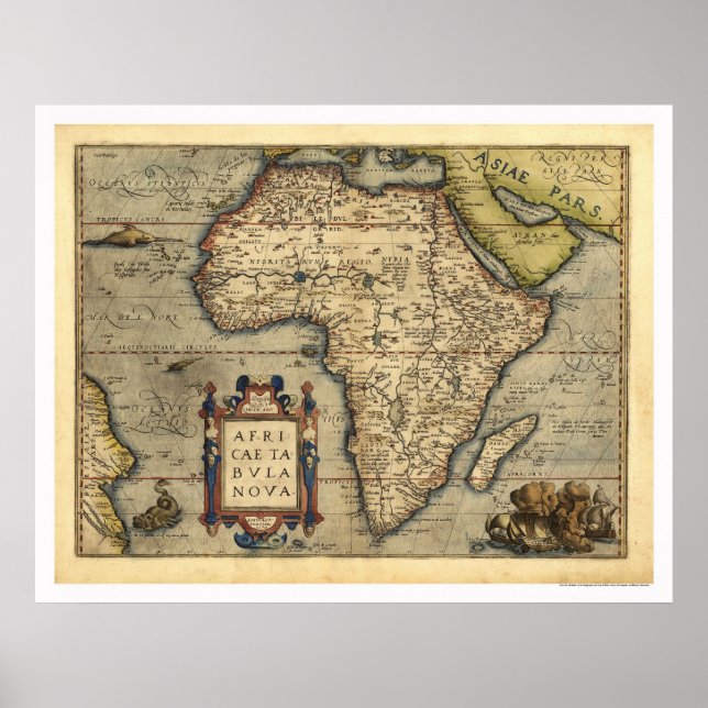 Poster Mapa Africano Por Ortelius 1570 (Frente)