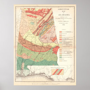 Poster Mapa agrícola do Alabama (1882)