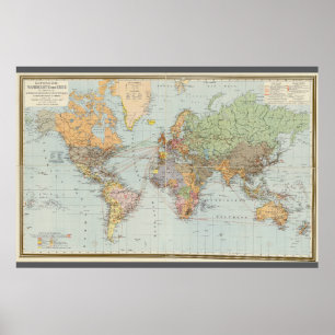 Poster Mapa alemão do mundo (1899)