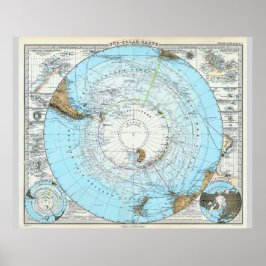 Poster Mapa alemão do Polo Norte (1891)