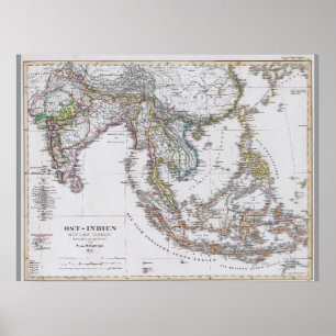Poster Mapa alemão do Sudeste Asiático (1850)