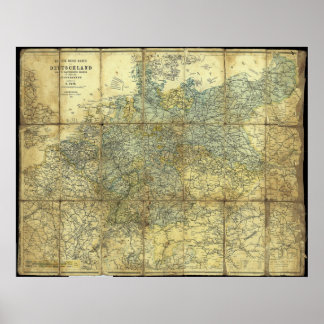 Pôster Mapa alemão dos viajantes de 1896