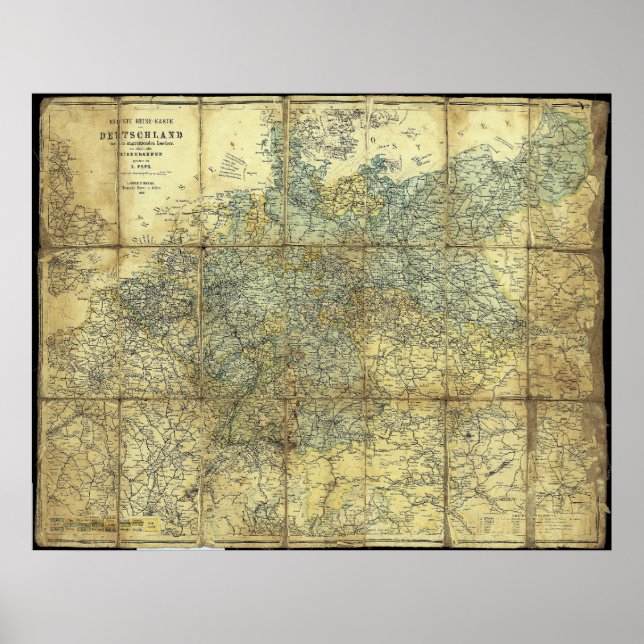 Pôster Mapa alemão dos viajantes de 1896 (Frente)