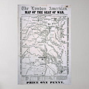 Pôster Mapa americano da guerra civil
