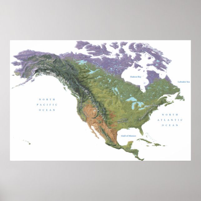 Poster Mapa Americano das Montanhas dos Estados Unidos (Frente)