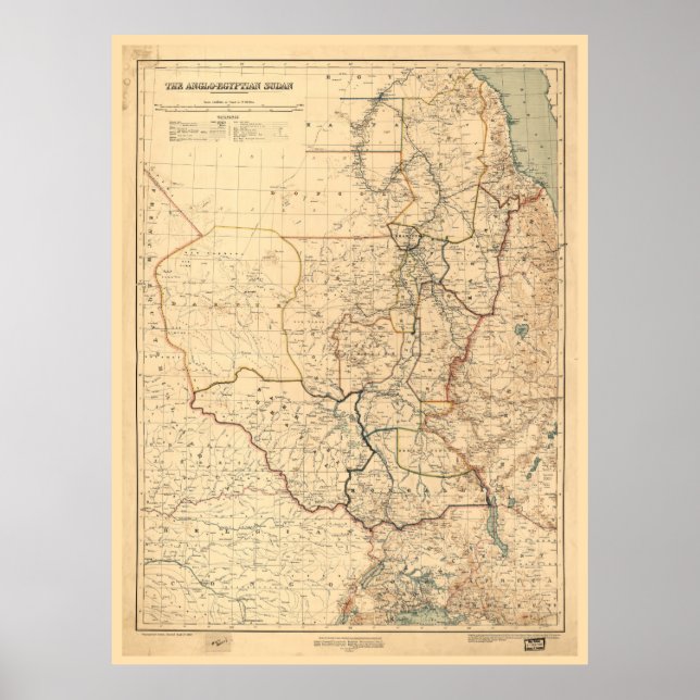 Poster Mapa Anglo-Egípcio do Sudão (1914) (Frente)