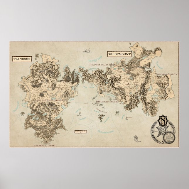 Poster Mapa anotado da Exandria Oriental (Frente)