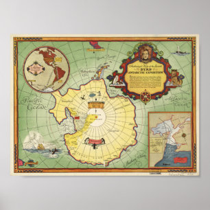 Pôster Mapa antárctico da expedição