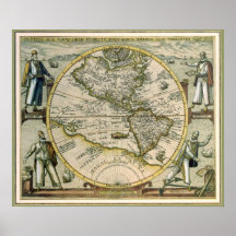Mapa Antigo, America Sive Novus Orbis, 1596