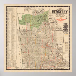 Poster Mapa antigo da AC Berkeley (1912)