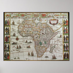 Pôster Mapa antigo da África, c. 1635