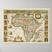 Mapa Antigo da África por Hondius e Jansson