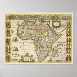 Poster Mapa antigo da África por Hondius e Jansson