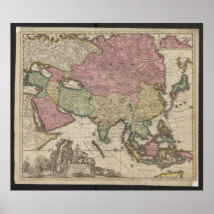Poster Mapa Antigo da Ásia 1700, Cartaz da China