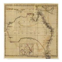 Mapa antigo da Austrália cerca de 1770