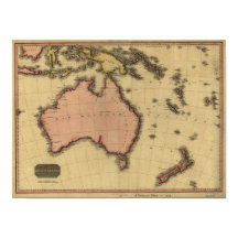 Mapa antigo da Austrália e Nova Zelândia 1818