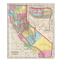 Mapa Antigo da Califórnia 1856