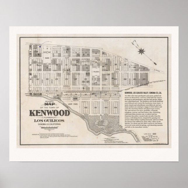 Poster Mapa Antigo da Califórnia Kenwood (Frente)