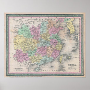 Poster Mapa Antigo da China, 1853