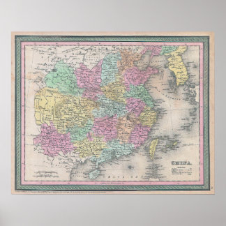 Poster Mapa Antigo da China, 1853