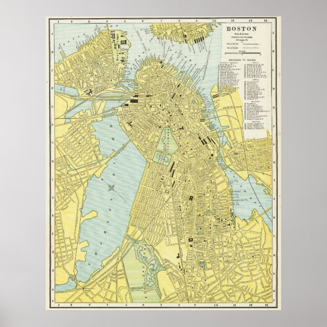 Poster Mapa Antigo da Cidade de Boston 1899 (Frente)