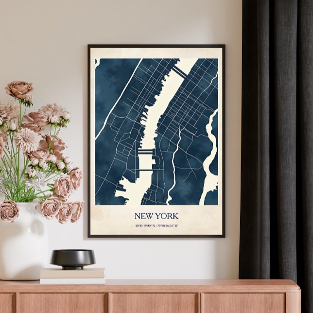 Poster Mapa Antigo da Cidade de Nova York Viagens (Criador carregado)
