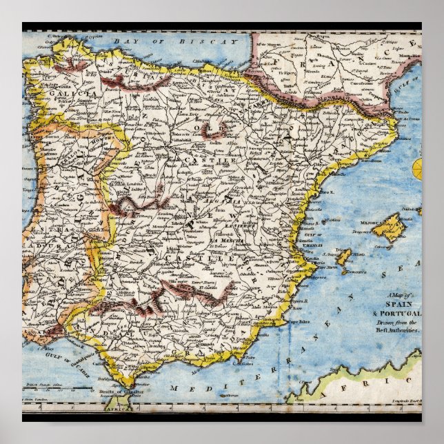 Mapa de espanha e portugal mostrando grandes cidades e citys arte