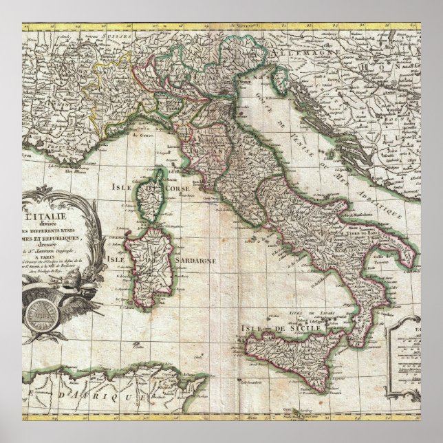Poster Mapa Antigo da Europa (Frente)