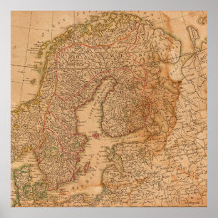 Poster Mapa Antigo da Europa