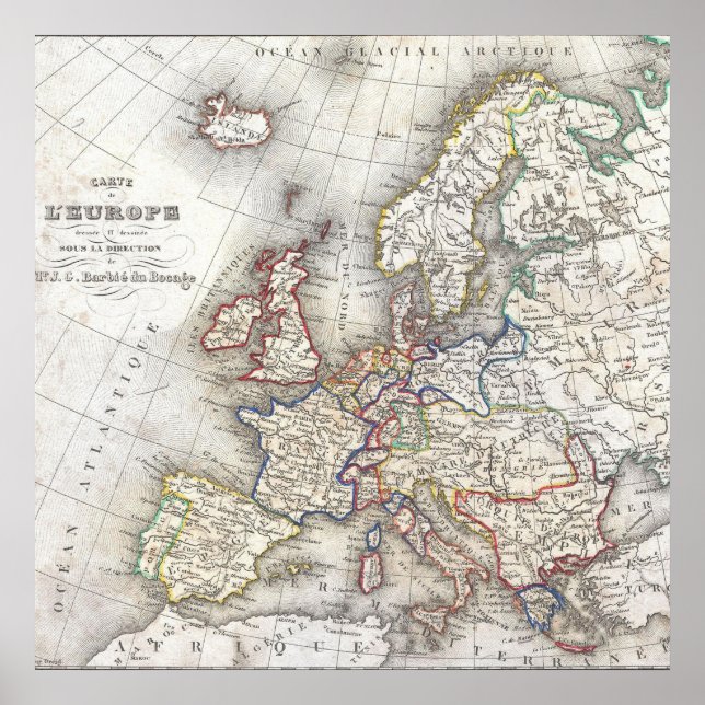 Poster Mapa Antigo da Europa (Frente)