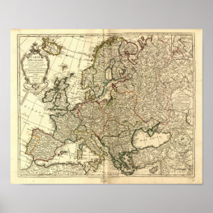 Pôster Mapa antigo da Europa 1769