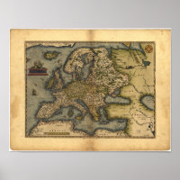 Mapa antigo da Europa ORTELIUS ATLAS 1570 d.C.