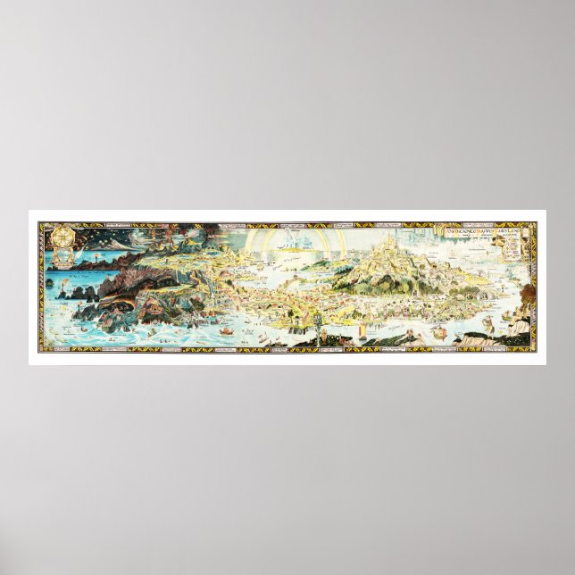 Poster Mapa antigo da Fairyland por Bernard Sleigh (Frente)