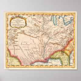 Pôster Mapa antigo da Louisiana 1760