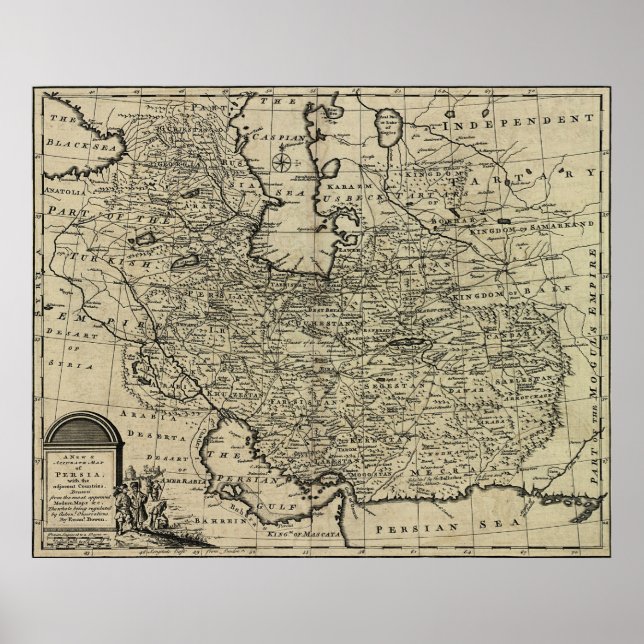 Pôster Mapa antigo da Pérsia (1747) (Frente)