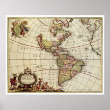 Mapa antigo das Américas por Johannes De Ram