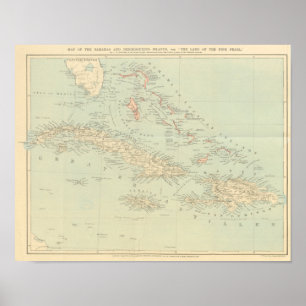 Pôster Mapa antigo das ilhas de Bahama