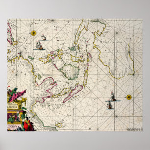 Poster Mapa antigo das Índias do leste