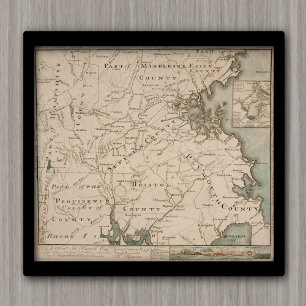 Pôster Mapa antigo de Boston e de arrabaldes 1775