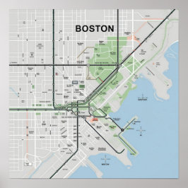 Poster Mapa Antigo de Boston Massachusetts, Mapa de Bosto