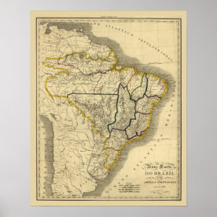 Pôster Mapa antigo de Brasil em 1821