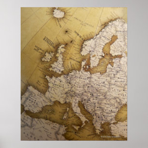 Pôster Mapa antigo de Europa. Mundo velho