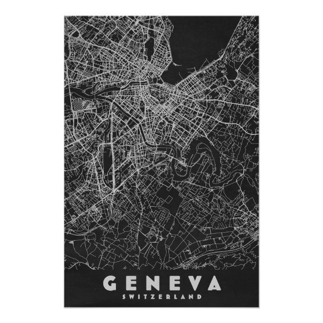 Pôster Mapa Antigo de Genebra Suíça (Frente)