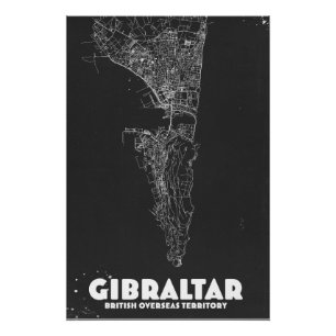 Pôster Mapa Antigo de Gibraltar