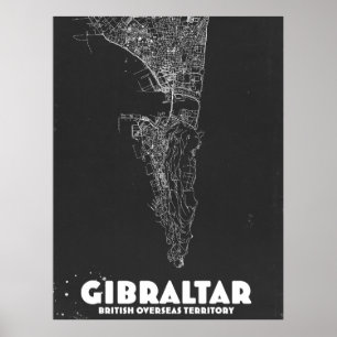 Poster Mapa Antigo de Gibraltar