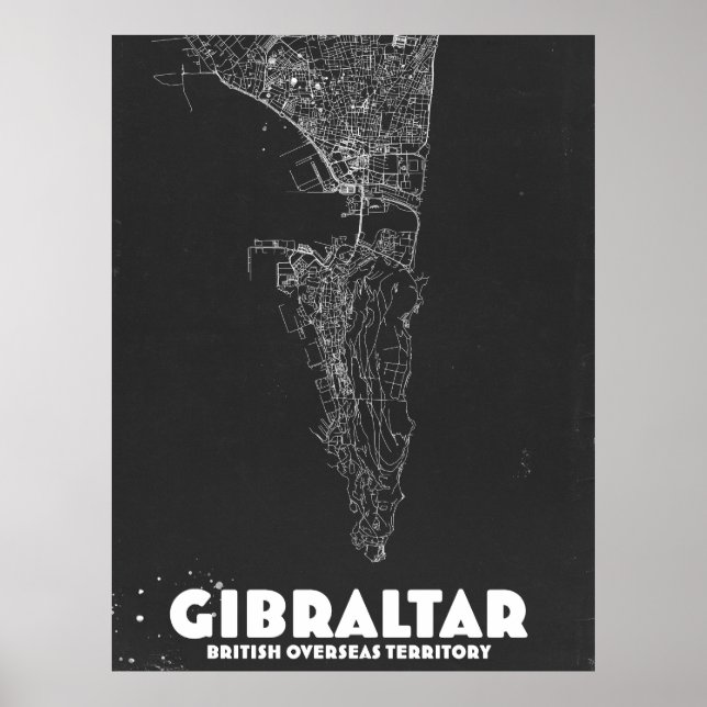 Poster Mapa Antigo de Gibraltar (Frente)