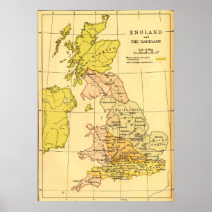 Poster Mapa antigo de Grâ Bretanha