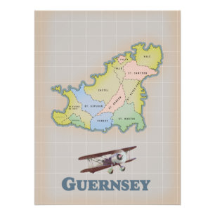 Pôster Mapa antigo de Guernsey