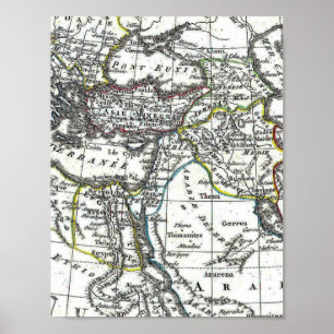 Pôster Mapa antigo de Médio Oriente