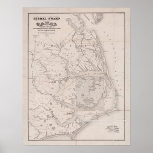 Poster Mapa antigo de Ocracoke Virgínia 1867